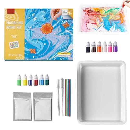 Wasser-Marmorierfarben-Set – Wasserfarben-Set, Marmor-Malset, kreative Geschenke, Ideen, Kunst und Handwerk für Mädchen und im Alter von 6 7 8 9 Jahren von Generisch
