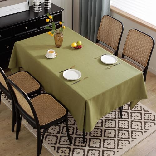 Wasserabweisende, rechteckige Tischdecke, waschbare Leinentischdecke für drinnen und draußen, leicht abwischbar, perfekt für Küche und Esszimmer, Grün, 140 x 240 cm von Generisch