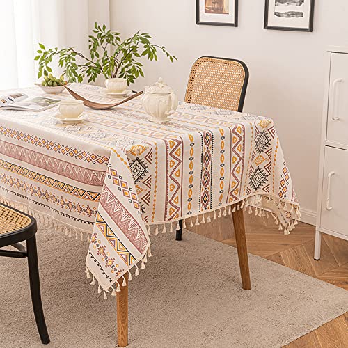 Wasserdichte Baumwoll-Leinen-Tischdecke, 140 x 140 cm, rechteckig, mit Quasten, öl- und knitterfrei, perfekt für Esszimmer und Küche Wasserdichte Baumwoll-Leinen-Tischdecke, 140 x 140 cm, rechteckig, mit Quasten, öl- und knitterfrei, perfekt für Esszimmer und Küche von Generisch