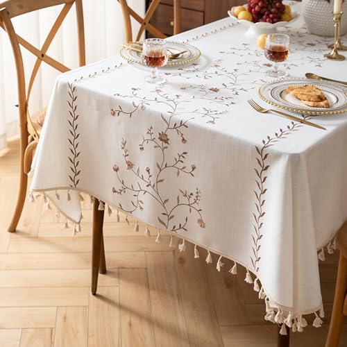 Wasserdichte Kaffeetischdecke, 140 x 180 cm, Baumwollleinen, für drinnen und draußen, Tischabdeckung für Esstische, Picknicks und Gärten, stilvoller und langlebiger Tischschutz von Generisch