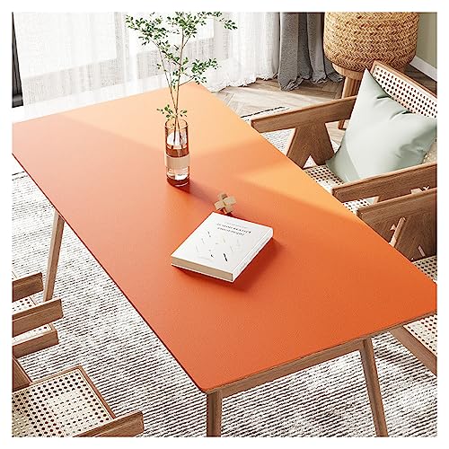 Wasserdichte Kunstleder-Tischdecke, abwischbar, öldicht, Vinylbezug, rechteckig, hitzebeständig, für Esstisch, Couchtisch, 60 x 120 cm, Orange von Generisch