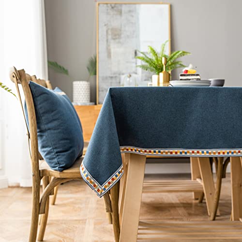 Wasserdichte Tischdecke aus Kunstleinen, hitzebeständig, abwischbar, verschiedene Größen, für Heimdekoration, Küche, Partys, Buffets und den Außenbereich (90 x 90 cm, Blau) von Generisch