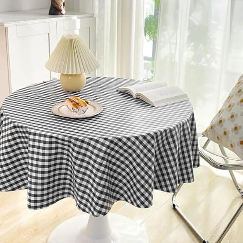 Wasserdichte Vintage Plaid PVC Runde Tischdecke, 100/120/140 cm, leicht zu reinigen, perfekt für Esszimmer & Heimdekoration, ideal für runde Tische von Generisch