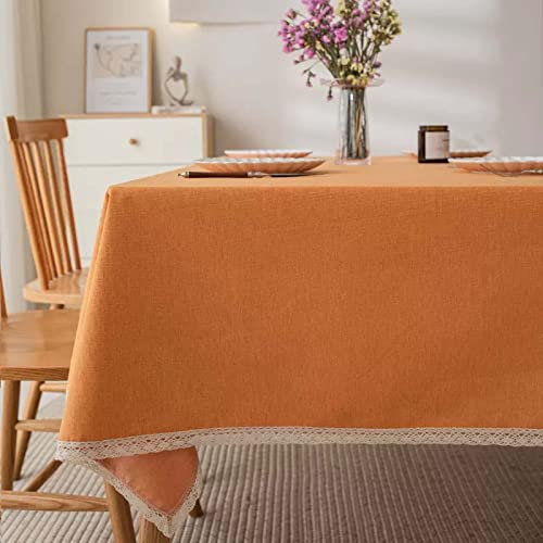 Wasserdichte quadratische Tischdecke, 140 x 140 cm, weiches Baumwollleinen, knitterfrei, rechteckig, Tischdecke für Küche und Esszimmer, elegante einfarbige dekorative Tischdecken von Generisch