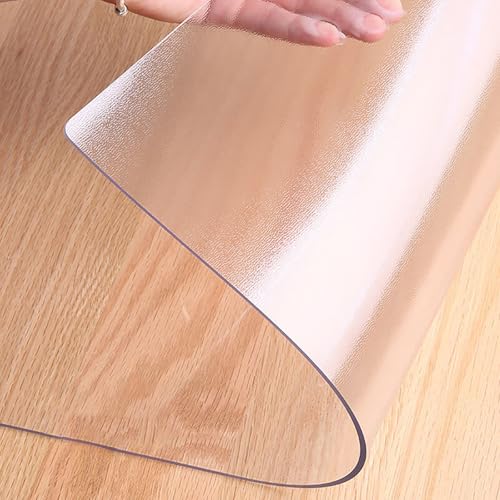 Wasserdichte rechteckige Kunststoff-Tischdecke, 2,0 mm dick, Vinyl-PVC-Tischdecke, ölauslaufsicher, transparent, Design für Esstisch und Küche von Generisch