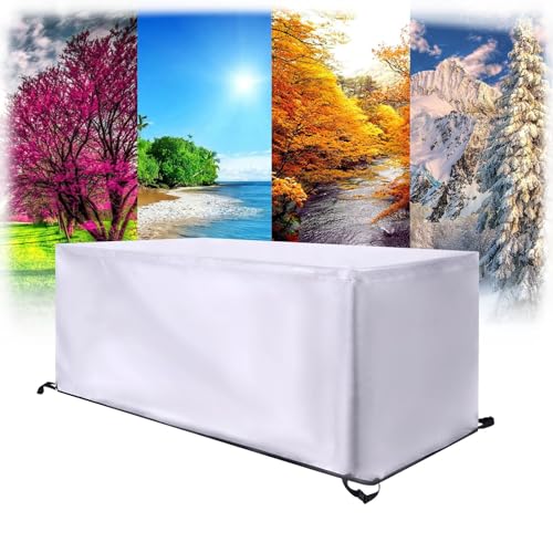 Wasserdichte rechteckige Terrassentischabdeckung, 180 x 100 x 80 cm, Oxford-Polyester, UV-Schutz, sichere Gurte, windabweisend, Schutz für Gartenmöbel und Stühle von Generisch