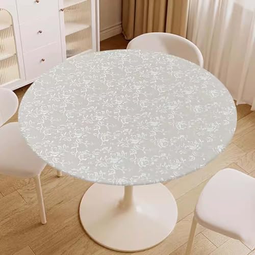 Wasserdichte runde Tischdecke, abwischbar, öldicht, elastische Kanten, passend für Küche, Esszimmer, Café, Garten, BBQ von Generisch