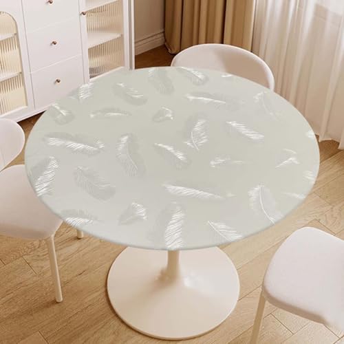 Wasserdichte runde Tischdecke, abwischbar, öldicht, elastische Kanten, passend für Küche, Esszimmer, Café, Garten, BBQ von Generisch