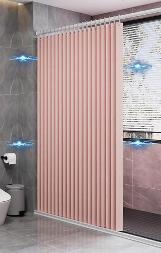 Wasserdichter Duschvorhang mit Magnetverschluss und Ösen – Verdunkelungsvorhang aus Polyester für Badewanne Schlafzimmer Wohnzimmer – Rosa 240 x 200 cm von Generisch