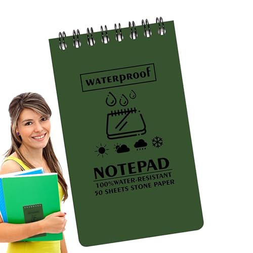 Wasserdichter Notizblock,Write In The Rain Notizbuch, Wasserdichtes Feldnotizbuch, Tragbarer Taschen-Notizblock, Top--Memo-Notizblöcke mit 50 Seiten für die Aufzeichnung am Arbeitsplatz, in der von Generisch