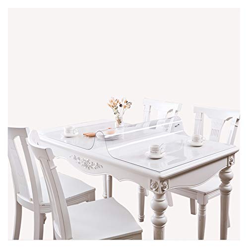 Wasserdichter PVC-Tischschutz, abwischbar, öldicht, rechteckig, für Esszimmer, einfache Lagerung, 3 Stärken (1,5 mm) und 7 Größen (60 x 120 cm), Schutzunterlage von Generisch
