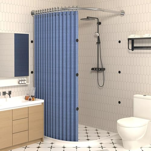 Wasserdichter faltbarer Duschvorhang, strapazierfähig, Leinenstruktur, Magnetverschluss, Trocken- und Nasstrennung, für Badezimmer und Ankleidezimmer, verstellbare Größe (X [90100] * Y [100120] Silber von Generisch