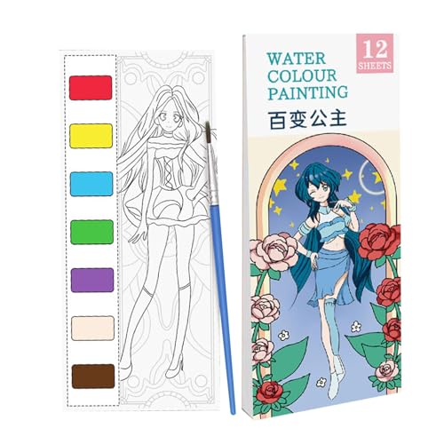 Wasserfarben-Set für Kinder, 12 Seiten, Malen mit Wasser, Reise-Kunst- und Bastelsets mit Pinsel für Kinder und Erwachsene Wasserfarben-Set für Kinder, 12 Seiten, Malen mit Wasser, Reise-Kunst- und Bastelsets mit Pinsel für Kinder und Erwachsene von Generisch