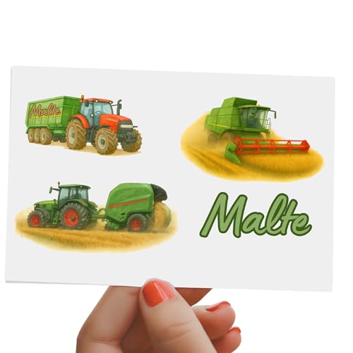 Wasserfeste Aufkleber mit Namen – spülmaschinenfeste Sticker für Kinder – personalisierte Aufkleber Schule & Brotdose – Traktor Sticker Set – Namenssticker für Kita & Grundschule – A4/A5 Wasserfeste Aufkleber mit Namen – spülmaschinenfeste Sticker für Kinder – personalisierte Aufkleber Schule & Brotdose – Traktor Sticker Set – Namenssticker für Kita & Grundschule – A4/A5 von Generisch