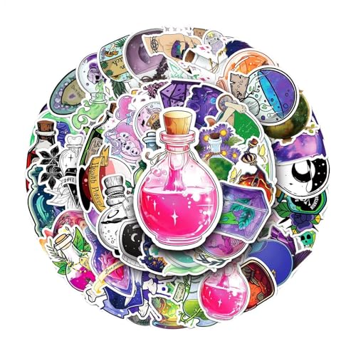 Wasserflaschenaufkleber, 50 x Halloween Potion Aufkleber, wasserdichte ästhetische Abzeichen, Klebedichtung für Reisen, Scrapbooking, Laptop & Hülle, lustiges Design, vielseitig einsetzbar, 5 x 5 x 8 Wasserflaschenaufkleber, 50 x Halloween Potion Aufkleber, wasserdichte ästhetische Abzeichen, Klebedichtung für Reisen, Scrapbooking, Laptop & Hülle, lustiges Design, vielseitig einsetzbar, 5 x 5 x 8 von Generisch