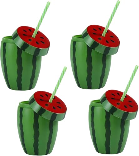 Wassermelonen-Becher mit Strohhalm, hawaiianische Partybecher, Wassermelonen-Trinkbecher, groß, wiederverwendbar, Kunststoff, Cocktail-Getränkebecher für Hawaii, Luau, Tiki, Strand und Sommerpartys (A Wassermelonen-Becher mit Strohhalm, hawaiianische Partybecher, Wassermelonen-Trinkbecher, groß, wiederverwendbar, Kunststoff, Cocktail-Getränkebecher für Hawaii, Luau, Tiki, Strand und Sommerpartys (A von Generisch
