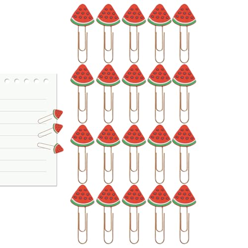 Wassermelonen-Büroklammern - 20 Stück, stilvolle und niedliche Büroklammern | Kleine Büroklammern zur Organisation von Notizen und Dokumenten, Papierklemmen mit kreativem Design, Dekorationsklammern Wassermelonen-Büroklammern - 20 Stück, stilvolle und niedliche Büroklammern | Kleine Büroklammern zur Organisation von Notizen und Dokumenten, Papierklemmen mit kreativem Design, Dekorationsklammern von Generisch