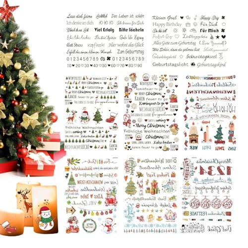 Wasserschiebepapier - Wasserschiebefolie | Festliche Weihnachten Keramik Aufkleber | Bastelfolie Aufkleber Set | 8pcs Weihnachtsaufkleber Motiv Dekoration | Perfekt für Kerze & Keramik | Best for Se von Generisch