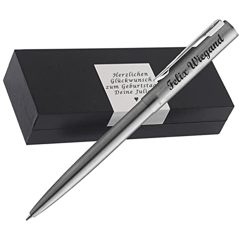 Waterman Allure Kugelschreiber Chrome | Edelstahl | mit Wunschgravur auf Kugelschreber und Geschenkbox als Geschenk & Symbol PS122 von Generisch