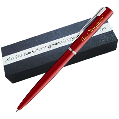 Waterman Allure Pastel Red Kugelschreiber | Wunschgravur auf Stift & Box | Messing als Geschenk & Symbole als Gravur möglich PS127Box2 von Generisch
