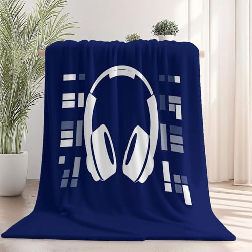 Weiche Kuscheldecke 130 x 150 cm fürs Kinderbett, Einfach Kopfhörer Geometrisch Thema Kuscheldecke Leichter Plüschstoff für Sofa Couch Schlafzimmer Wohnzi - Blau Weiche Kuscheldecke 130 x 150 cm fürs Kinderbett, Einfach Kopfhörer Geometrisch Thema Kuscheldecke Leichter Plüschstoff für Sofa Couch Schlafzimmer Wohnzi - Blau von Generisch