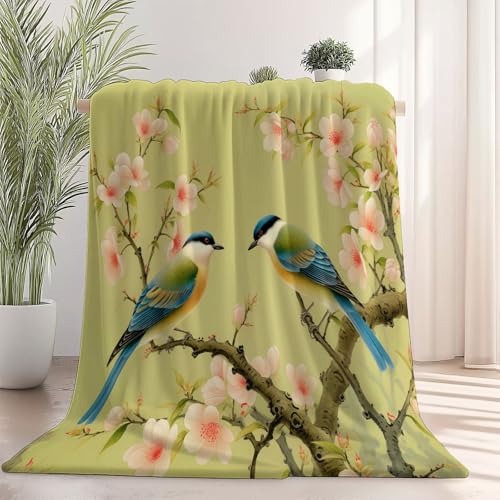 Weiche Kuscheldecke 180 x 200 cm fürs Kinderbett, Chinesischer Stil Pfirsichblüte Vogel Thema Kuscheldecke Leichter Plüschstoff für Sofa Couch Schlafzimmer Wohnzi - Türkis Weiche Kuscheldecke 180 x 200 cm fürs Kinderbett, Chinesischer Stil Pfirsichblüte Vogel Thema Kuscheldecke Leichter Plüschstoff für Sofa Couch Schlafzimmer Wohnzi - Türkis von Generisch