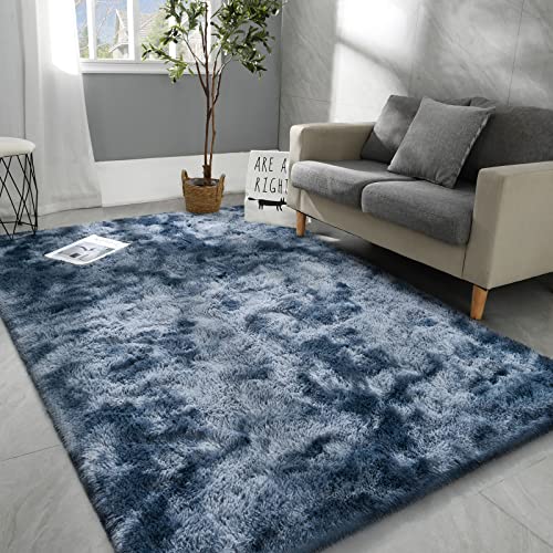 Weicher, flauschiger Teppich für Wohnzimmer, modern, batikfarben, blau-grau, Zottelteppich, gemütlich, flauschige Matte für Kinderzimmer, Schlafzimmer, Dekoration, Heimzubehör Weicher, flauschiger Teppich für Wohnzimmer, modern, batikfarben, blau-grau, Zottelteppich, gemütlich, flauschige Matte für Kinderzimmer, Schlafzimmer, Dekoration, Heimzubehör von Generisch