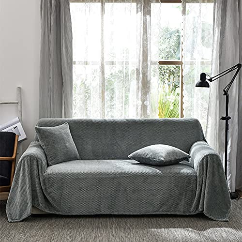 Weicher, warmer Couchbezug, groß, 3-Sitzer-Sofa-Decke (200 x 300 cm, hellgrau), kompletter Sofaschutz, gemütlicher Überwurf für Sektionsmöbel, bequemer Plüschstoff von Generisch