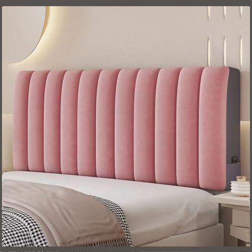 Weicher Samt-Kopfteilbezug für Doppel-/Einzelbett, elastischer Schutzbezug, Polsterstoff, Rosa, 210 x 60 cm – stilvoller Kopfteilschutz und Dekoration von Generisch