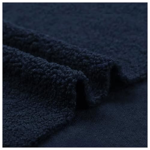 Weicher dunkelblauer Sherpa-Fleece-Stoff, lockiges Polyester-Kunstfell-Material zum Basteln, 50 x 160 cm, gemütlicher, warmer zotteliger Flor für Näh- und DIY-Projekte von Generisch