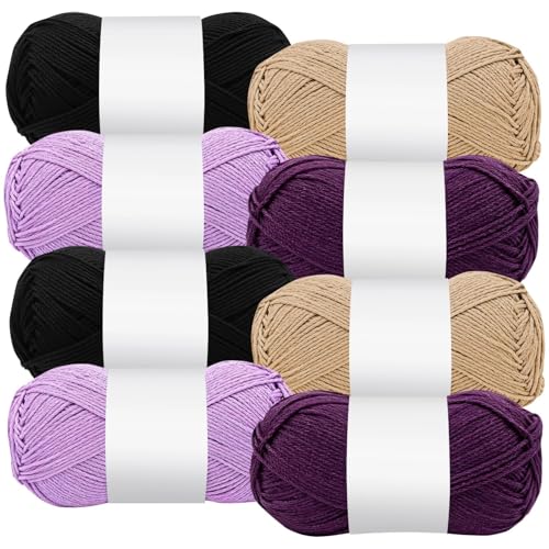 Weiches, elastisches Baumwollgarn zum Stricken und Häkeln, 8 Rollen, mehrfarbig, 80–109 Meter pro Rolle Weiches, elastisches Baumwollgarn zum Stricken und Häkeln, 8 Rollen, mehrfarbig, 80–109 Meter pro Rolle von Generisch