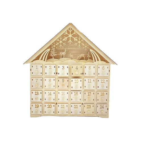 Weihnachten Adventskalender Holz 24 Tage Adventskalender verziert mit Weihnachtshaus Weihnachtsbaum Kalender Holz Advent von Generisch