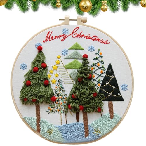 Weihnachten Kreuzstiche Set Ornamente | Kreuzstich-Ornament-Set | Tragbare Weihnachtskreuz-Sets, DIY-Nadelspitzen-Set für Anfänger, Erwachsene und Kinder von Generisch