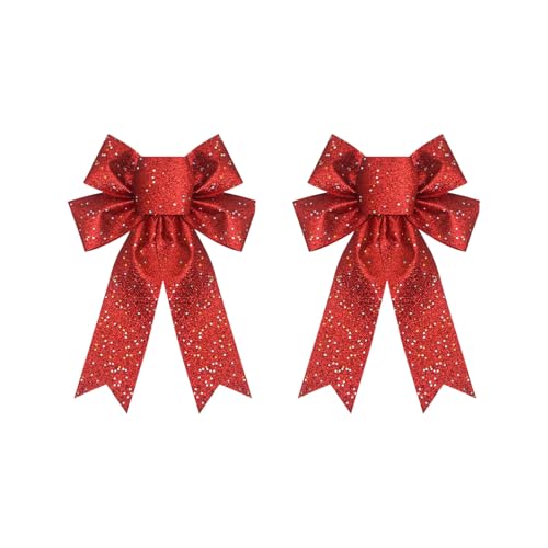 Weihnachten Schleifen Grosse Weihnachtsbaum-Deko Glitzer Weihnachten-Band Weihnachtsdeko Weihnachtsbaum Hängende Dekoration Kranz Weinachtsbaumsmuck Party Dekorationen Pailletten Schleife von Generisch