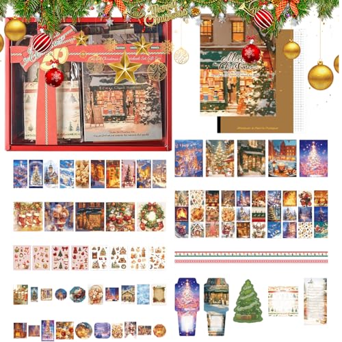 Weihnachtliche Bastelaufkleber mit Notizbuch - Weihnachtskarten Sticker Mit Haftnotizen | Festliche Dekorset Für Tagebuch Zuhause Karte Dekoration von Generisch