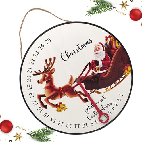 Weihnachts-Countdown-Kalender, Holz-Adventskalender, Countdown-Kalender, Wandschild, , rustikales Ornament, Baumhalterung, Dekorschild für Schlafzimmer, Schlafsaal von Generisch