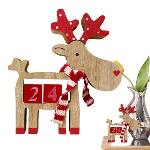 Weihnachts-Countdown-Kalender, Holz-Elch, dreidimensionale Kalenderblöcke, Dekoration für Bauernhaus-Tischplatte Weihnachts-Countdown-Kalender, Holz-Elch, dreidimensionale Kalenderblöcke, Dekoration für Bauernhaus-Tischplatte von Generisch