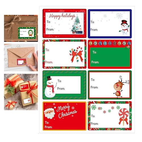 Weihnachts-Etiketten, selbstklebend, Namensschilder, Dekoration, Aufkleber für Weihnachten, 5,9 x 4 cm, 10 Stück Weihnachts-Etiketten, selbstklebend, Namensschilder, Dekoration, Aufkleber für Weihnachten, 5,9 x 4 cm, 10 Stück von Generisch