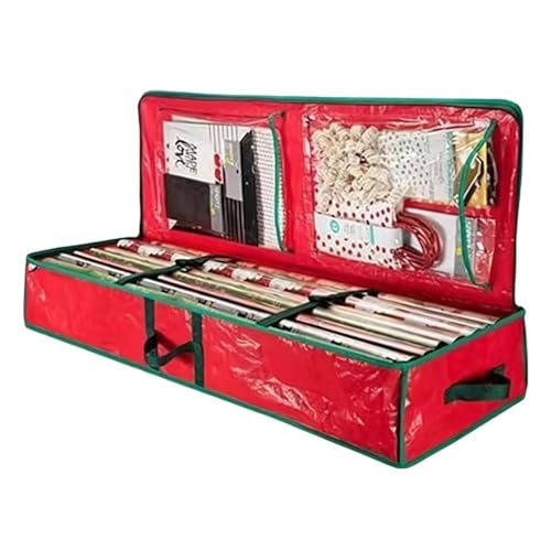 Weihnachts-Geschenkpapier-Aufbewahrungsbehälter, 104 cm, Geschenkpapier-Organizer, sichtbare Zubehörtaschen, Unterbett-Aufbewahrungsbox mit Griff für Weihnachtsdekorationen, Weihnachts-Geschenkpapier-Aufbewahrungsbehälter, 104 cm, Geschenkpapier-Organizer, sichtbare Zubehörtaschen, Unterbett-Aufbewahrungsbox mit Griff für Weihnachtsdekorationen, von Generisch