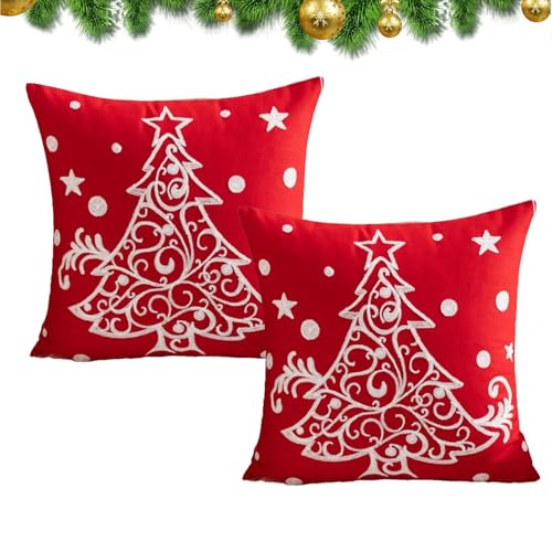 Weihnachts-Kissenbezüge – 2 x dekorative Wurfkissenbezüge, Urlaubsdekorationskissen, Weihnachts-Kissenbezug, Cartoon-Druck, Stickkissen, Sofa-Dekorationen für Winter und Weihnachten Weihnachts-Kissenbezüge – 2 x dekorative Wurfkissenbezüge, Urlaubsdekorationskissen, Weihnachts-Kissenbezug, Cartoon-Druck, Stickkissen, Sofa-Dekorationen für Winter und Weihnachten von Generisch