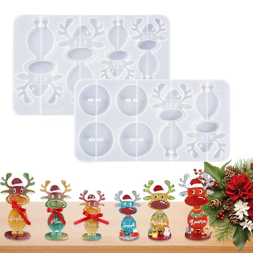 Weihnachts Rentier Gießformen - Weihnachts Rentier Silikon Formen,2 Teile Festliche Kunsthandwerk Formen Für Polymer Ton Epoxy Zuhause Deko Kreative Projekte von Generisch