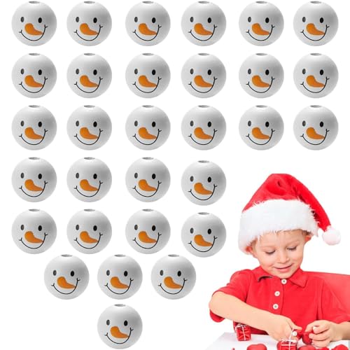 Weihnachts Perlen, Holzperlen Mit Gesicht Holzperlen, Weiße Holzperlen Mit Weihnachtsdruck, Weihnachts- -Druck-Holzperlen, Weihnachten Holzperlen Weihnachts Perlen, Holzperlen Mit Gesicht Holzperlen, Weiße Holzperlen Mit Weihnachtsdruck, Weihnachts- -Druck-Holzperlen, Weihnachten Holzperlen von Generisch