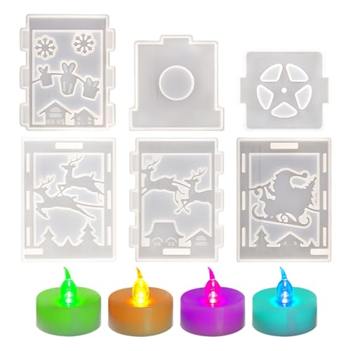 Weihnachts Silikon Formen - 6-teilige Weihnachts Gießformen für Laternen - Wiederverwendbare Form Bastelbedarf für,Weihnachtsdekoration und Halloween Party Deko Weihnachts Silikon Formen - 6-teilige Weihnachts Gießformen für Laternen - Wiederverwendbare Form Bastelbedarf für,Weihnachtsdekoration und Halloween Party Deko von Generisch