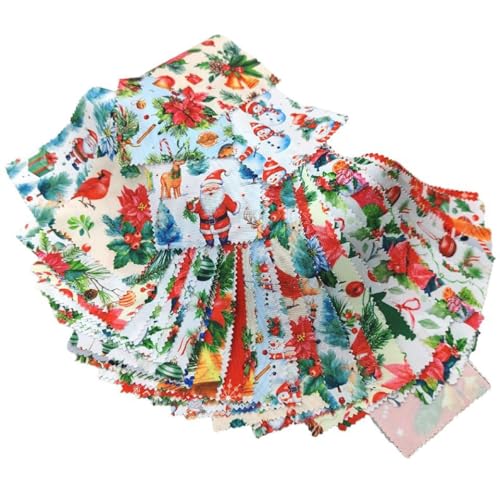 Weihnachts-Steppstoff, 40 Stück, Weihnachtsstoff für Quiltstreifen, Quadrate für Bastelarbeiten, Aufkleber, Paneele, Nadelarbeiten, Buch, Winter-Partyzubehör von Generisch