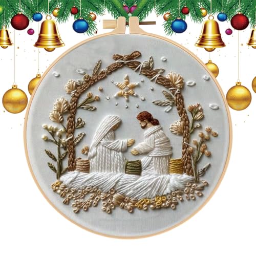 Weihnachts Stick Set | Krippe Stickmuster Vorlagen Set,Mit Rahmen Einfaches Garn Handarbeit Nadel Für Anfänger Kinder Mädchen Frauen Hobby Zu Hause Teens Weihnachts Stick Set | Krippe Stickmuster Vorlagen Set,Mit Rahmen Einfaches Garn Handarbeit Nadel Für Anfänger Kinder Mädchen Frauen Hobby Zu Hause Teens von Generisch
