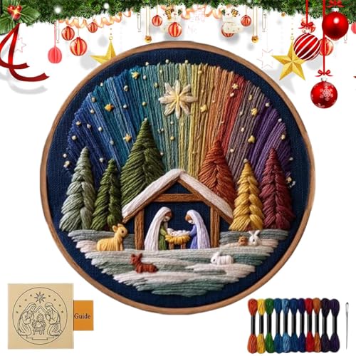 Weihnachts Stick-Set für Anfänger,Handmade Nativity Scene | Erwachsene Vorgezeichnetes Stick-Set - Deko Weihnachten Frauen Mädchen Weihnachts Stick-Set für Anfänger,Handmade Nativity Scene | Erwachsene Vorgezeichnetes Stick-Set - Deko Weihnachten Frauen Mädchen von Generisch
