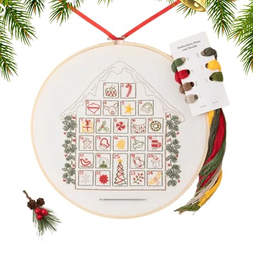 Weihnachts-Stickerei-Adventsset – 25 Tage Stickkalender, Ornament, Winter, DIY, Weihnachten, Stickprojekte für Arbeit, Erwachsene, Reisen, Zuhause, Krippe, Männer, Urlaub, Kinder, Festzeit, Basteln von Generisch