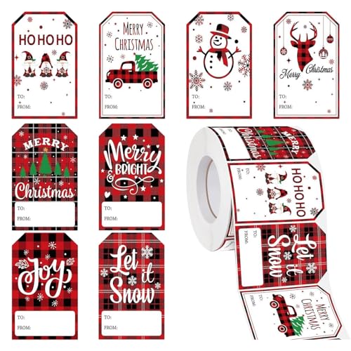 Weihnachts-Verpackungsanhänger, selbstklebend, wasserdicht, Weihnachtsaufkleber, dekorative Aufkleber, Etiketten, 500 x multifunktionale beschreibbare Verpackungsetiketten für Umschläge von Generisch