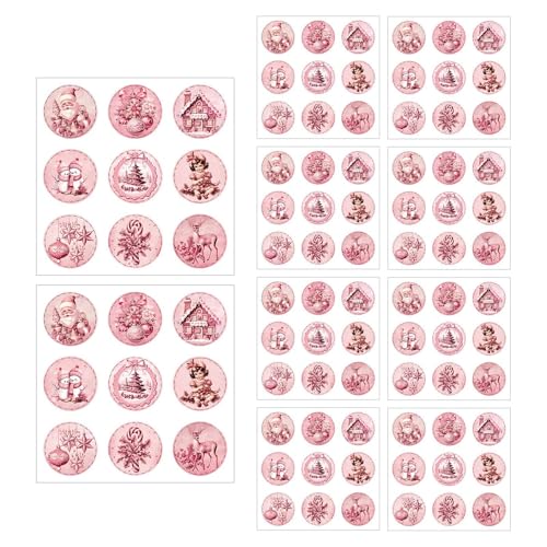 Generisch Weihnachtsaufkleber, 90 x Rosa, Runde Etiketten, Selbstklebende Briefumschlagsiegel-Aufkleber für Frauen, Mädchen, Wasserflaschen-Aufkleber von Generisch