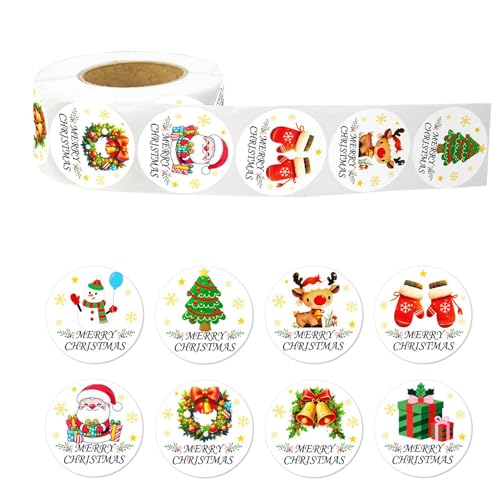 Weihnachtsaufkleber-Rolle – 500 Stück Frohe Weihnachten Rollen | Klebeetiketten für Weihnachtsbaum, | Urlaub Runde Etiketten Dekoration | Lustige Aufkleber für Winterparty Supplies Weihnachtsaufkleber-Rolle – 500 Stück Frohe Weihnachten Rollen | Klebeetiketten für Weihnachtsbaum, | Urlaub Runde Etiketten Dekoration | Lustige Aufkleber für Winterparty Supplies von Generisch